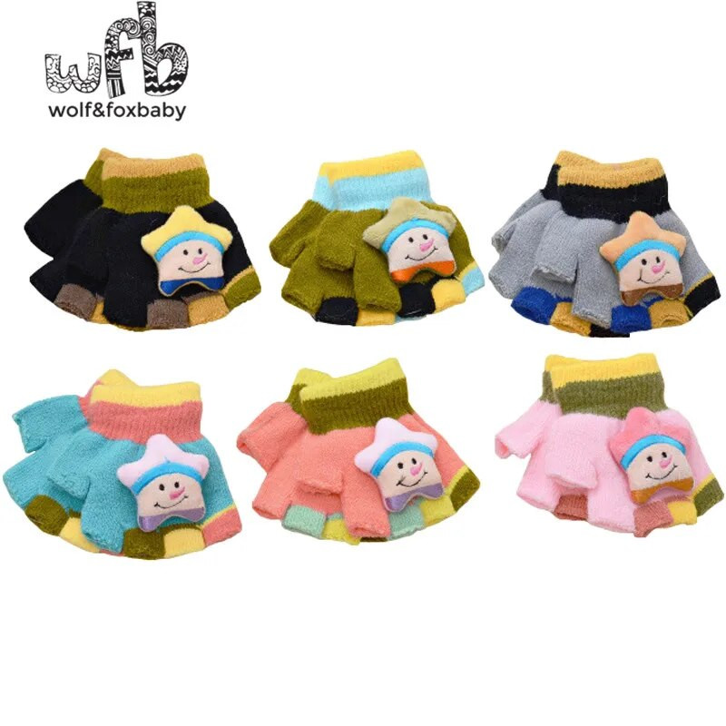 Търговия на дребно 2-7 години ръкавици ръкавици 3D открити пръсти деца момчета момичета деца деца бебета пролет есен есен