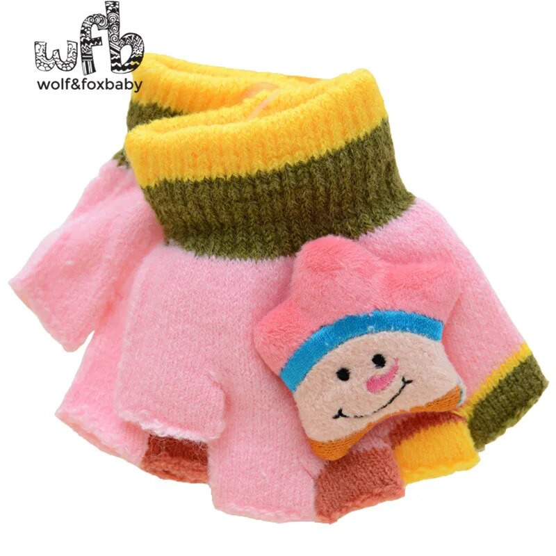 Търговия на дребно 2-7 години ръкавици ръкавици 3D открити пръсти деца момчета момичета деца деца бебета пролет есен есен