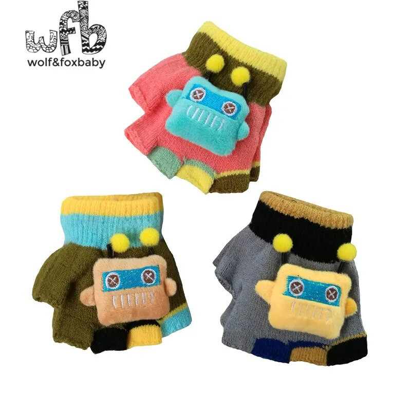 Търговия на дребно 2-7 години ръкавици ръкавици 3D открити пръсти деца момчета момичета деца деца бебета пролет есен есен
