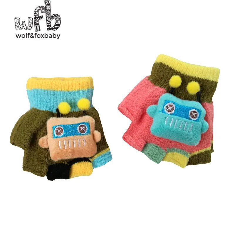 Търговия на дребно 2-7 години ръкавици ръкавици 3D открити пръсти деца момчета момичета деца деца бебета пролет есен есен