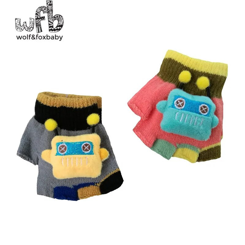 Търговия на дребно 2-7 години ръкавици ръкавици 3D открити пръсти деца момчета момичета деца деца бебета пролет есен есен