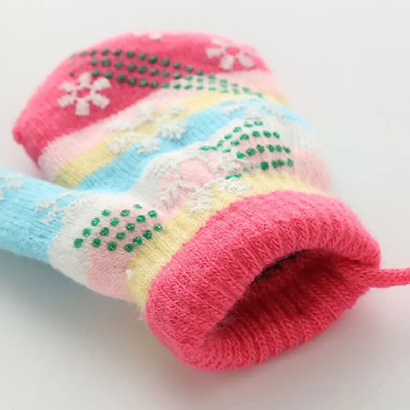 Бебешки ръкавици Есен Зима Детски топли ръкавици Бебешки момчета Момичета Меки детски ръкавици Снежинка Ивица Бебешки аксесоари за деца