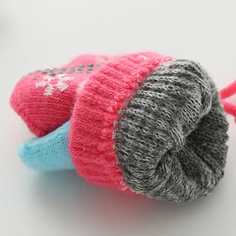 Бебешки ръкавици Есен Зима Детски топли ръкавици Бебешки момчета Момичета Меки детски ръкавици Снежинка Ивица Бебешки аксесоари за деца