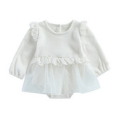 BeQeuewll Baby Girls Romper Dress Дантелени гащеризони с дълъг ръкав за новородени бебета Малки деца Сладки дрехи за 0-24 месеца