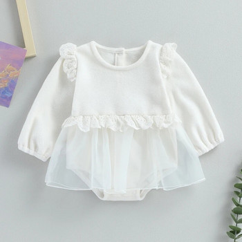 BeQeuewll Baby Girls Romper Dress Дантелени гащеризони с дълъг ръкав за новородени бебета Малки деца Сладки дрехи за 0-24 месеца