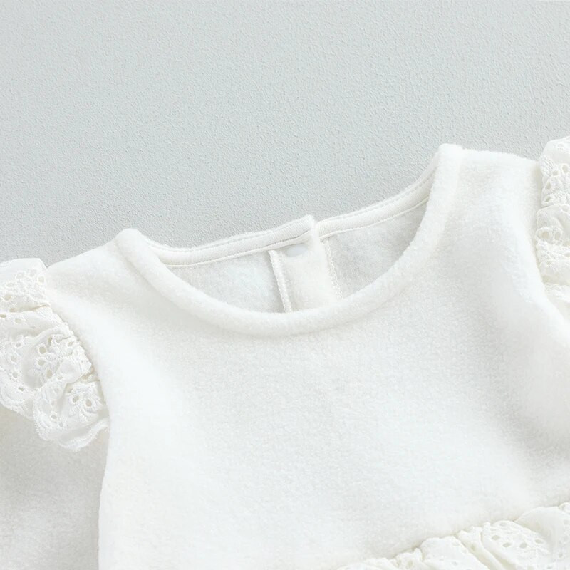 BeQeuewll Baby Girls Romper Dress Дантелени гащеризони с дълъг ръкав за новородени бебета Малки деца Сладки дрехи за 0-24 месеца