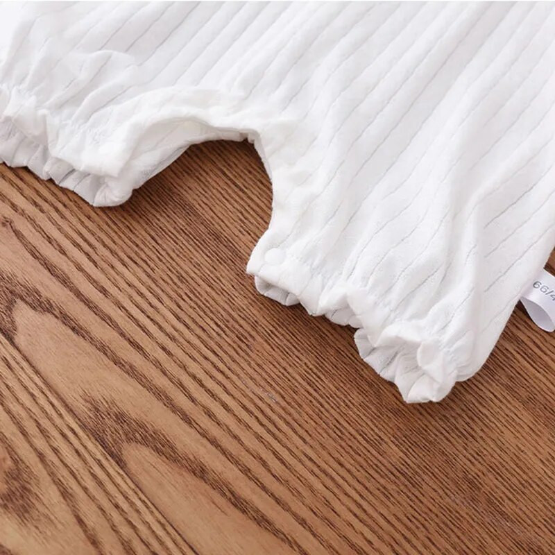 Летен гащеризон за новородено Бяло мече Бебешки гащеризони Мек муселин без ръкави Дрехи за бебета Момчета Момичета Спално облекло за малки деца Детско облекло