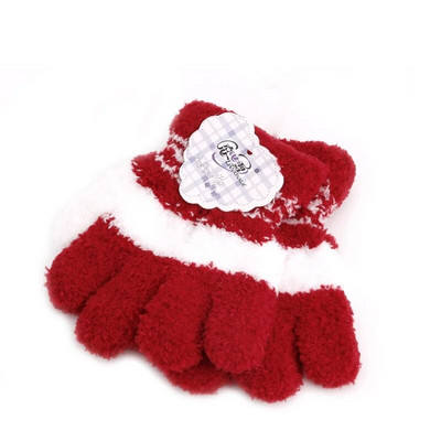 Cute Kid Full Finger Warm Winter Gloves Toddler Knit Rainbow Mittens