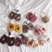 Дебели плюшени топли бебешки ръкавици Зимни плюс кадифени ръкавици Деца Детски коралови поларени плодови ръкавици за 1-6 години