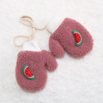 Дебели плюшени топли бебешки ръкавици Зимни плюс кадифени ръкавици Деца Детски коралови поларени плодови ръкавици за 1-6 години