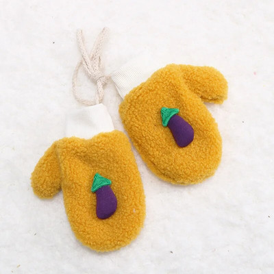 Дебели плюшени топли бебешки ръкавици Зимни плюс кадифени ръкавици Деца Детски коралови поларени плодови ръкавици за 1-6 години