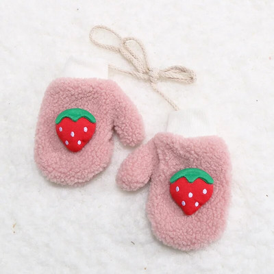 Дебели плюшени топли бебешки ръкавици Зимни плюс кадифени ръкавици Деца Детски коралови поларени плодови ръкавици за 1-6 години