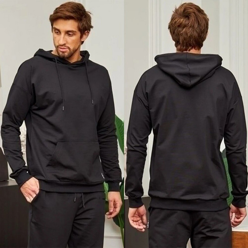 2023 Мъжки обикновен анцуг с качулка Комплект суичър + спортни панталони Спортно облекло Най-висококачествен пуловер Пуловер Горнище Мъжки анцуг с качулка