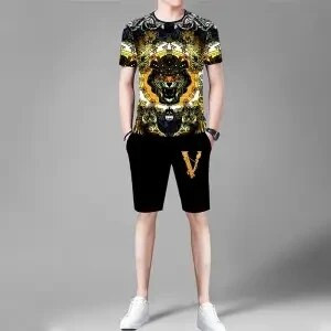 Лятна нова ледена копринена тениска с къс ръкав Мъжки костюм 3D печат Животно Тигър Вълк Модел Спорт и свободно време Мъжко облекло