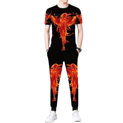 Лятна нова ледена копринена тениска с къс ръкав Мъжки костюм 3D печат Животно Тигър Вълк Модел Спорт и свободно време Мъжко облекло