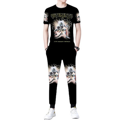 Лятна нова ледена копринена тениска с къс ръкав Мъжки костюм 3D печат Животно Тигър Вълк Модел Спорт и свободно време Мъжко облекло