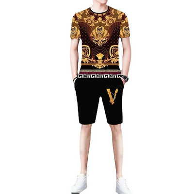 Лятна нова ледена копринена тениска с къс ръкав Мъжки костюм 3D печат Животно Тигър Вълк Модел Спорт и свободно време Мъжко облекло