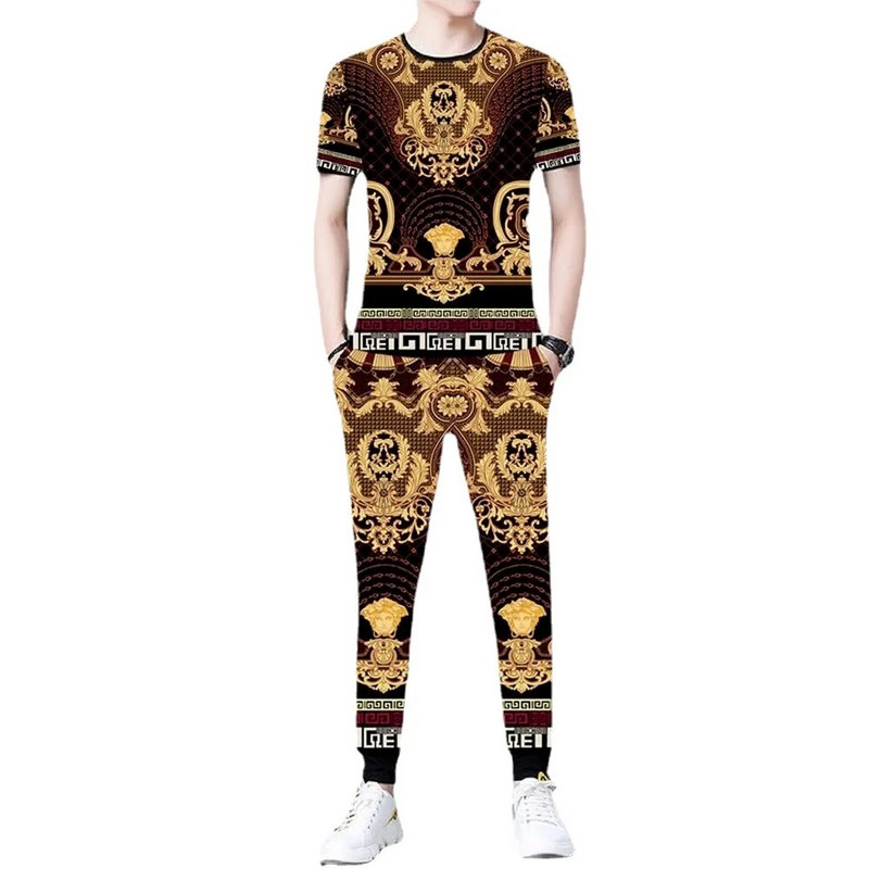 Лятна нова ледена копринена тениска с къс ръкав Мъжки костюм 3D печат Животно Тигър Вълк Модел Спорт и свободно време Мъжко облекло