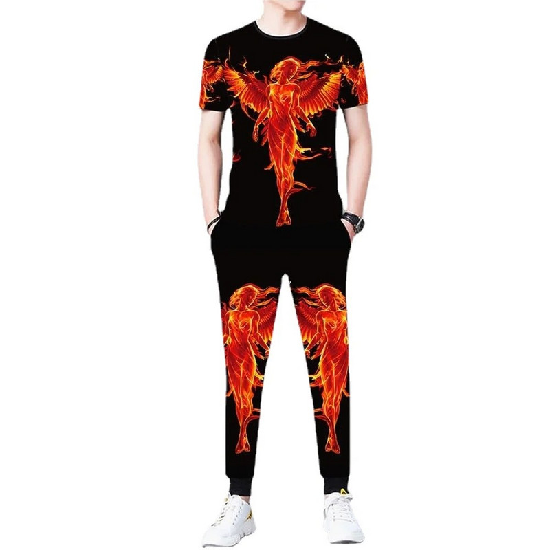 Лятна нова ледена копринена тениска с къс ръкав Мъжки костюм 3D печат Животно Тигър Вълк Модел Спорт и свободно време Мъжко облекло