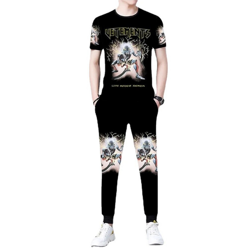 Лятна нова ледена копринена тениска с къс ръкав Мъжки костюм 3D печат Животно Тигър Вълк Модел Спорт и свободно време Мъжко облекло