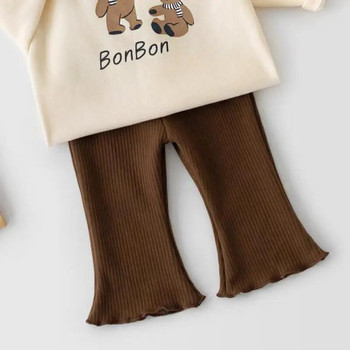 6m-6y Baby Girls Boot Cut Pant 2023 Пролет Нови бебешки кльощави панталони Едноцветни момичешки клинове Детски сладки панталони Детски памучни панталони