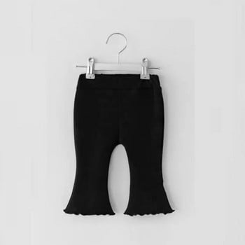 6m-6y Baby Girls Boot Cut Pant 2023 Пролет Нови бебешки кльощави панталони Едноцветни момичешки клинове Детски сладки панталони Детски памучни панталони