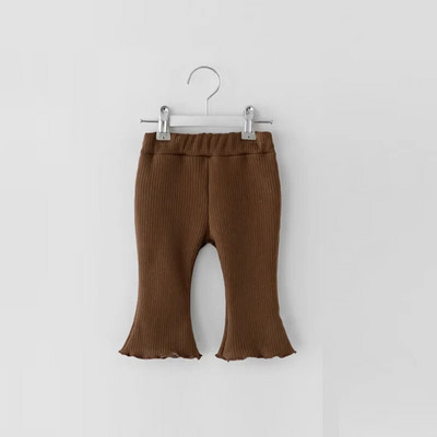6m-6y Baby Girls Boot Cut Pant 2023 Пролет Нови бебешки кльощави панталони Едноцветни момичешки клинове Детски сладки панталони Детски памучни панталони