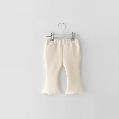 6m-6y Baby Girls Boot Cut Pant 2023 Пролет Нови бебешки кльощави панталони Едноцветни момичешки клинове Детски сладки панталони Детски памучни панталони
