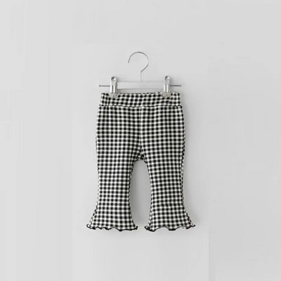 6m-6y Baby Girls Boot Cut Pant 2023 Пролет Нови бебешки кльощави панталони Едноцветни момичешки клинове Детски сладки панталони Детски памучни панталони
