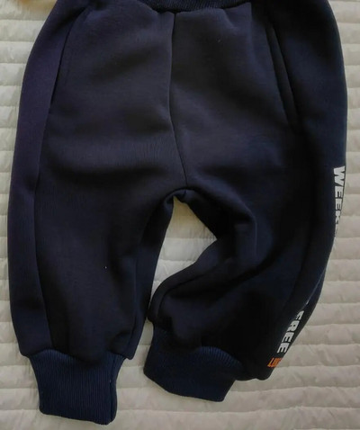 Момче Момиче Бебе Есен Зима Плюс кадифени удебелени спортни панталони Детски ежедневни панталони с полар с печат на букви Едноцветни детски памучни панталони