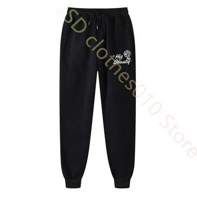 Комплект качулка за двойка Beauty Beast Print Анцуг Мъжки суичър и спортен панталон 2 бр. Спортно облекло Ежедневно облекло Дамски костюм