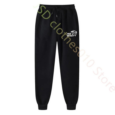 Комплект качулка за двойка Beauty Beast Print Анцуг Мъжки суичър и спортен панталон 2 бр. Спортно облекло Ежедневно облекло Дамски костюм