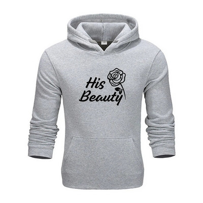 Комплект качулка за двойка Beauty Beast Print Анцуг Мъжки суичър и спортен панталон 2 бр. Спортно облекло Ежедневно облекло Дамски костюм