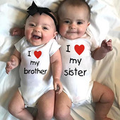 I Love My Sister Brother Twins Baby Short Sleeve Bodysuit Newborn Baby Boys Girls Infant Summer Romper Дрехи Гащеризон Подаръци