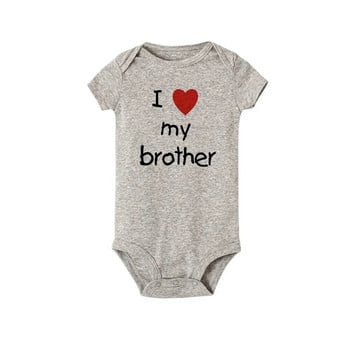 I Love My Sister Brother Twins Baby Short Sleeve Bodysuit Newborn Baby Boys Girls Infant Summer Romper Дрехи Гащеризон Подаръци