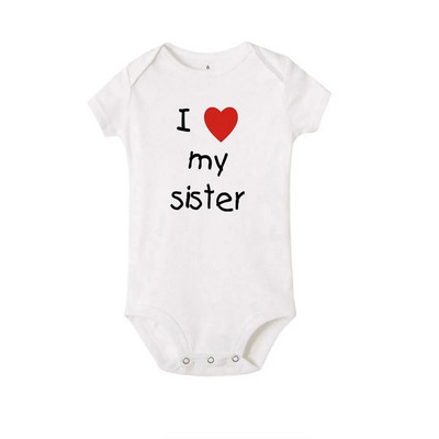 I Love My Sister Brother Twins Baby Short Sleeve Bodysuit Newborn Baby Boys Girls Infant Summer Romper Дрехи Гащеризон Подаръци