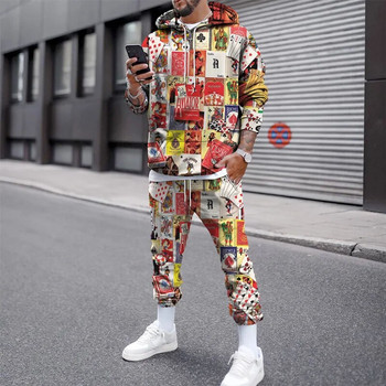 Ανδρικά ρούχα παντελόνια αθλητικά κοστούμια Streetwear Φούτερ πόκερ Φθινοπωρινό Χειμώνα 3D εκτύπωση Ζεστό πουλόβερ Φούτερ Leisure Σετ φόρμας