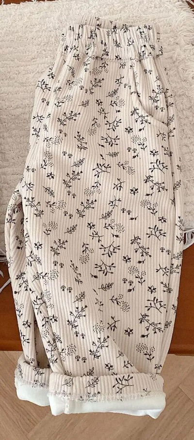 Есенно-зимни дрехи Детски топли панталони от полар на цветя Ретро момиче Деца плюс кадифени дебели ежедневни панталони Модни бебешки панталони за момче