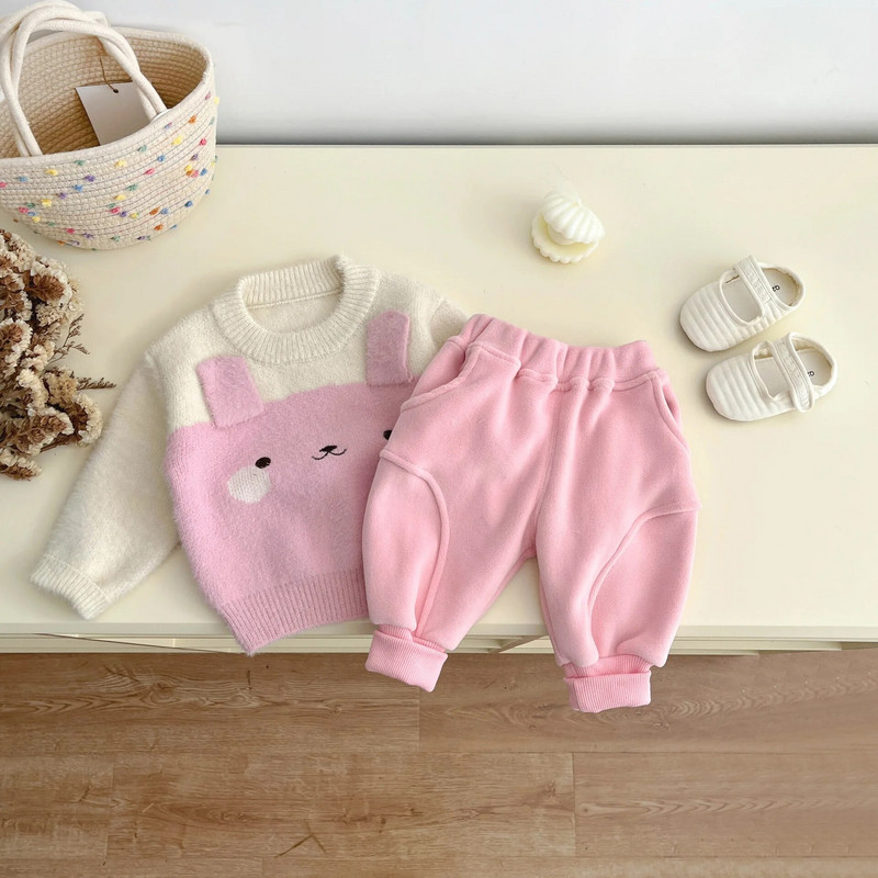 Бебешки есенно-зимни тоалети Деца плюс кадифени удебелени топли суичъри Момиче Деца Поларени плътни ежедневни панталони Момче Бебешки панталони