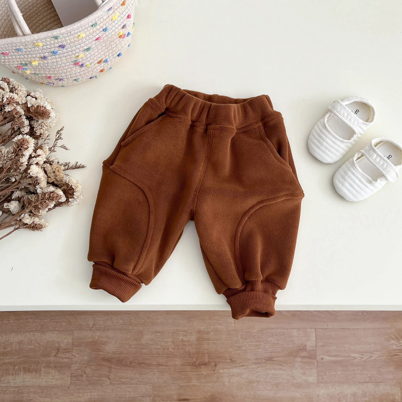 Бебешки есенно-зимни тоалети Деца плюс кадифени удебелени топли суичъри Момиче Деца Поларени плътни ежедневни панталони Момче Бебешки панталони