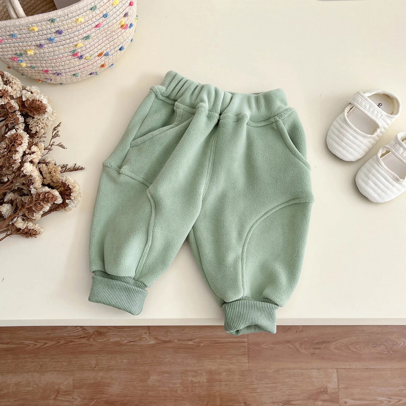 Бебешки есенно-зимни тоалети Деца плюс кадифени удебелени топли суичъри Момиче Деца Поларени плътни ежедневни панталони Момче Бебешки панталони