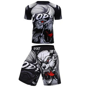 MMA BJJ Rashguard Тениски+Панталони Rash Guard Фитнес анцуг Боксови фланелки Muay Thai Compression Men MMA Kickboxing Sport Suit