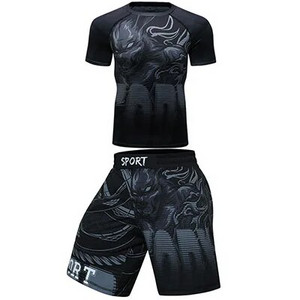 MMA BJJ Rashguard Тениски+Панталони Rash Guard Фитнес анцуг Боксови фланелки Muay Thai Compression Men MMA Kickboxing Sport Suit