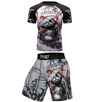 MMA BJJ Rashguard Тениски+Панталони Rash Guard Фитнес анцуг Боксови фланелки Muay Thai Compression Men MMA Kickboxing Sport Suit