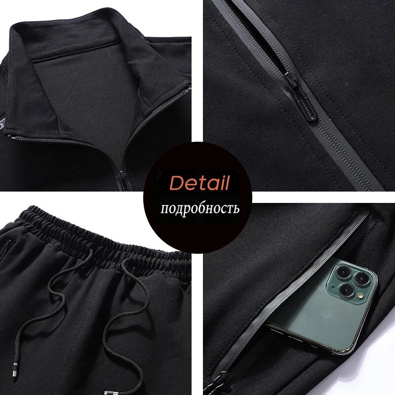 Пролет Есен Мъжки ежедневни спортни джогинг комплекти от 2 части Мъжко спортно облекло Костюми Спортни панталони Яке Мъжки голям размер 7XL