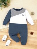 Kisfiú szabadidő tavaszi és őszi divat sportok kültéri hosszú ujjú színes patchwork jumpsuit nadrágok babanadrág