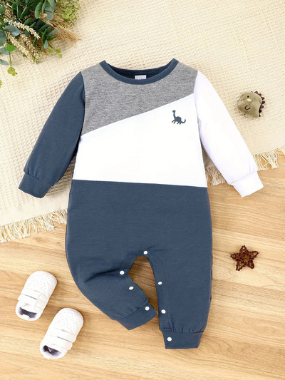 Kisfiú szabadidő tavaszi és őszi divat sportok kültéri hosszú ujjú színes patchwork jumpsuit nadrágok babanadrág