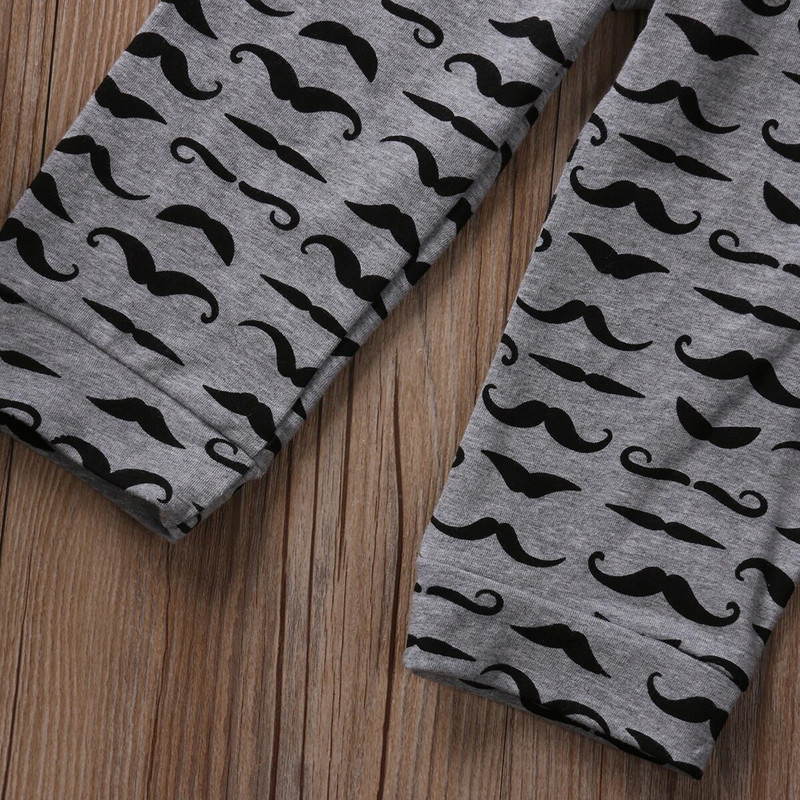 3бр. Комплект дрехи за новородени момчета с печат на букви Малък мъж Памучен гащеризон+панталони+шапки Бебешки гащеризон Комплект екипировки 0-18M