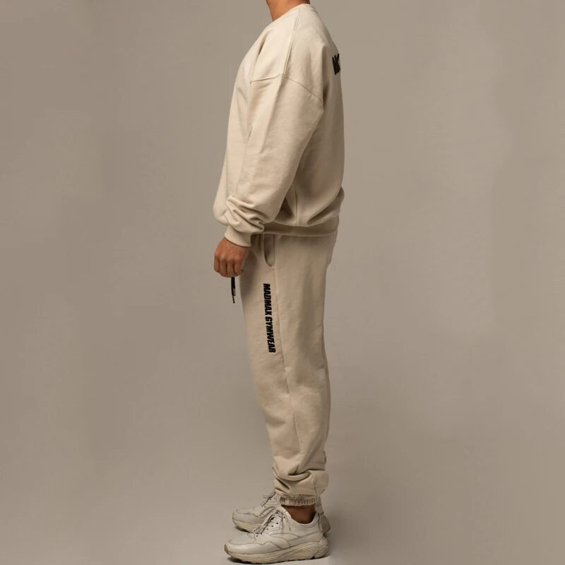 мъжки анцуг Свободен извънгабаритен пуловер мъжко облекло Суичър спортен панталон Анцуг Фитнес зала Тренировка за бягане Памучен комплект с кръгло деколте