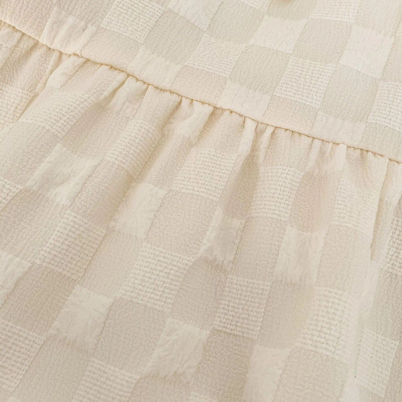 2023 Летни дрехи за момичета Френски триъгълен гащеризон с мехурчета Ръкав за рожден ден Обвивка за рожден ден Fart Coat Creeper Лента за коса